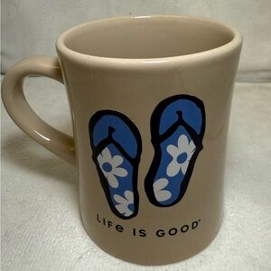 Life is Good Diner Mug with a "Keep it Simple Flips" design
